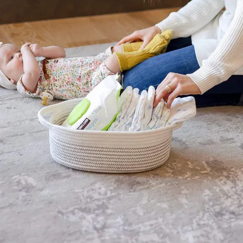 White & Black Cotton Rope Organizer - Multiple Sizes