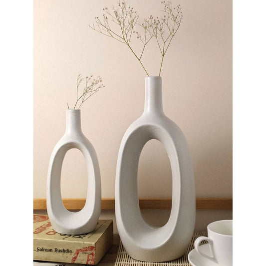 Glossy Finish Modern Chic Hollow Ceramic Vase - Multiple Sizes