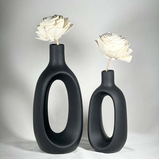 Glossy Finish Modern Chic Hollow Ceramic Vase - Multiple Sizes