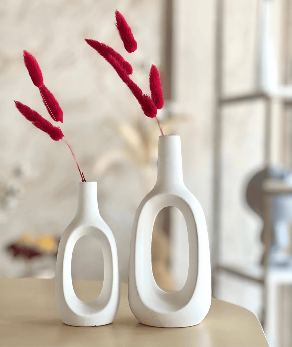 Glossy Finish Modern Chic Hollow Ceramic Vase - Multiple Sizes