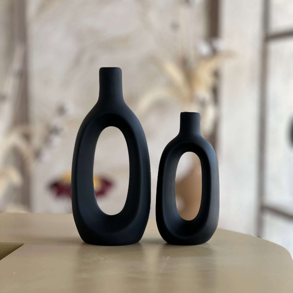 Glossy Finish Modern Chic Hollow Ceramic Vase - Multiple Sizes