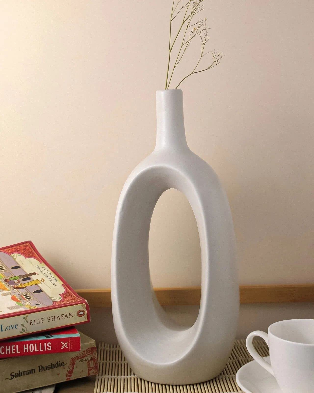 Glossy Finish Modern Chic Hollow Ceramic Vase - Multiple Sizes