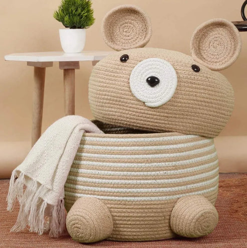 Koala Bear Handcrafted Storage Basket with Lid - Multiple Colors