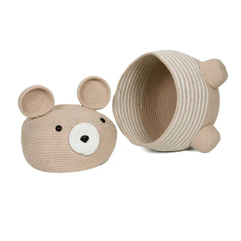 Koala Bear Handcrafted Storage Basket with Lid - Multiple Colors