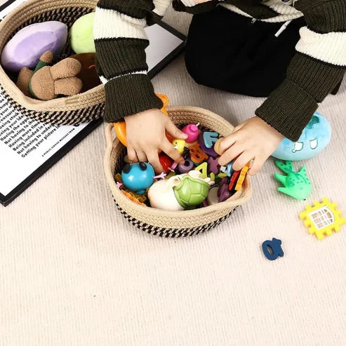 Beige & Black Cotton Rope Organizer & Shelf Baskets