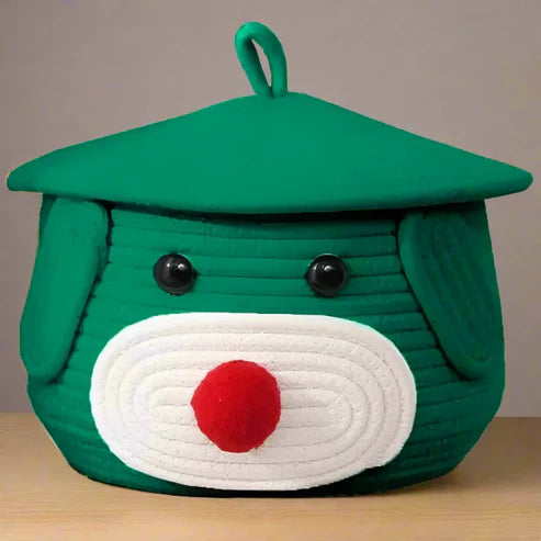 Eco-Bear Multi-Purpose Cotton Basket with Lid - Multiple Colors - 11 x 11 x 7 inch