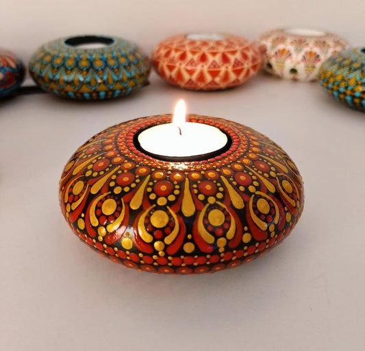 Handcrafted Mandala Art Festive Decor - Tealight Candle Holder & Diya - Multiple Options