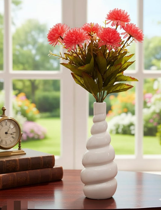 Elegant Spiral Ceramic Flower Vase