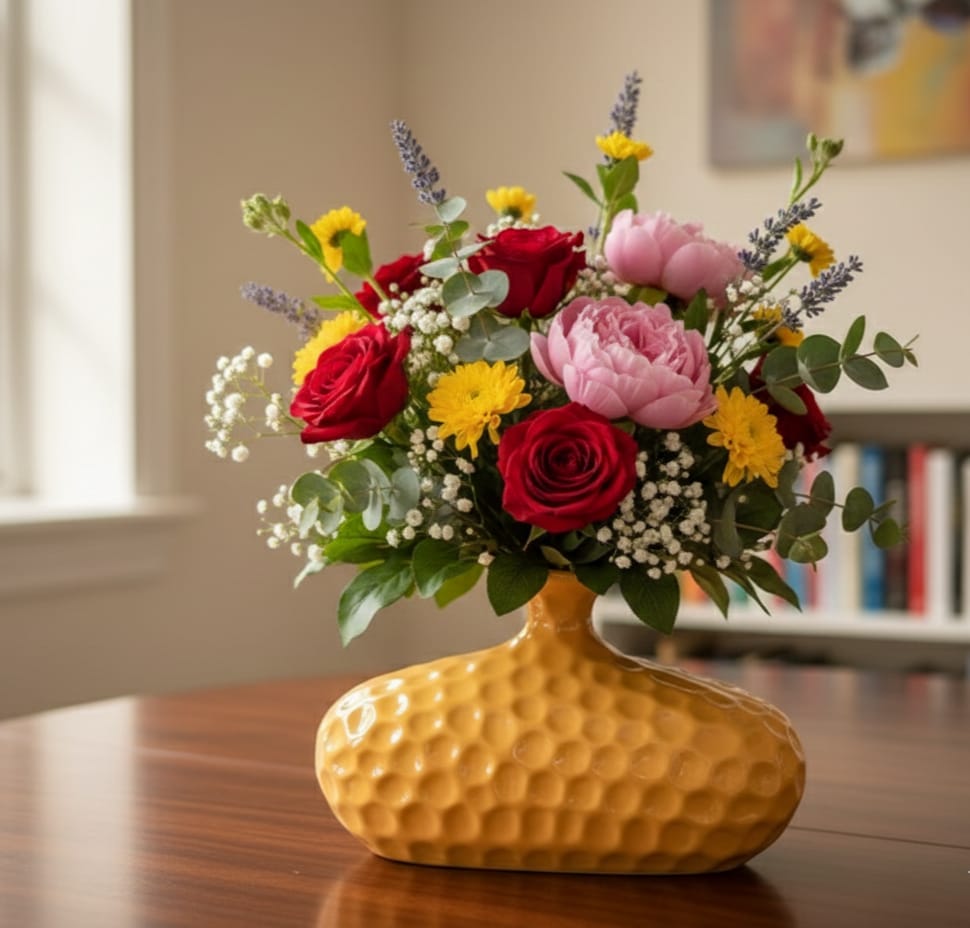 Sunny Honeycomb Statement Vase