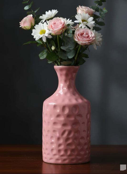 Artisan Glazed Blush Textured Vase