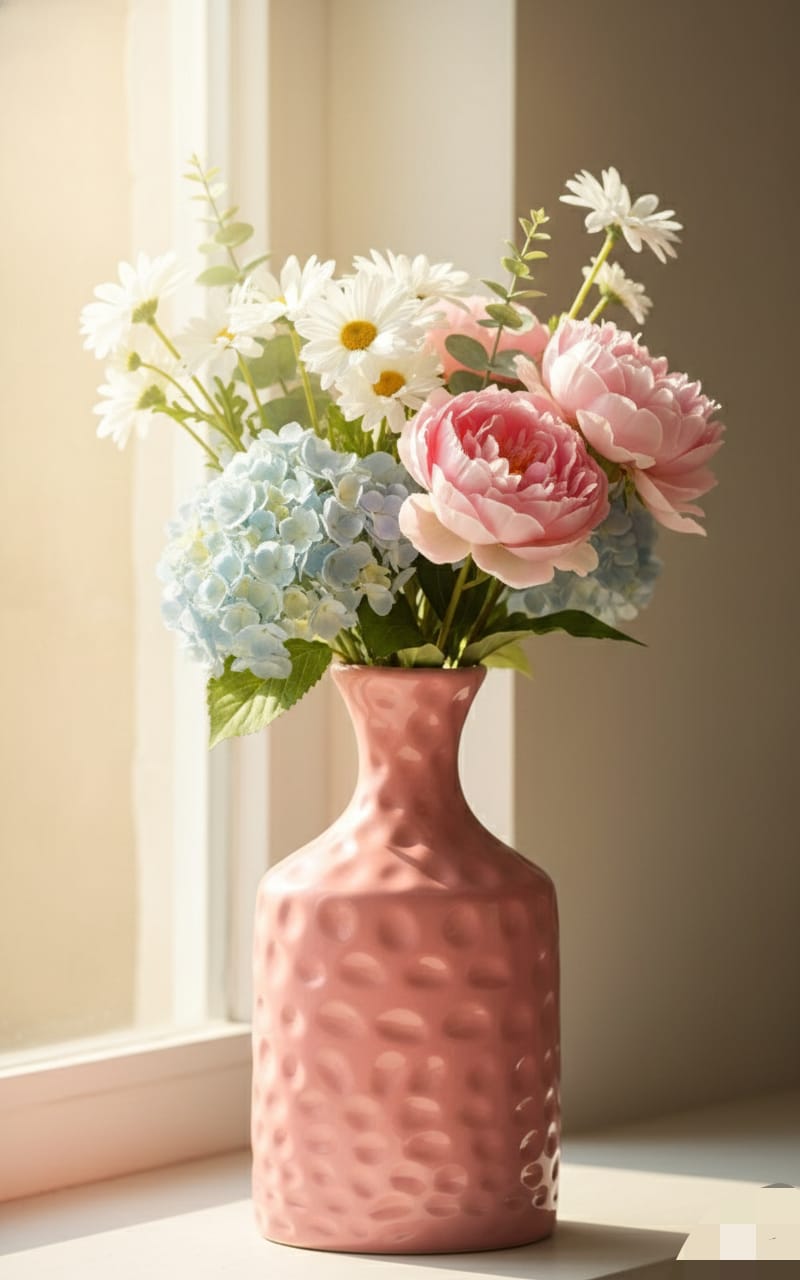 Artisan Glazed Blush Textured Vase