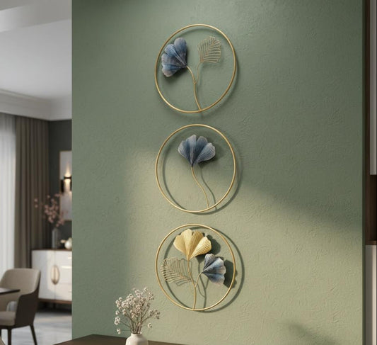 Elegant Metallic Leaf Wall Art Set