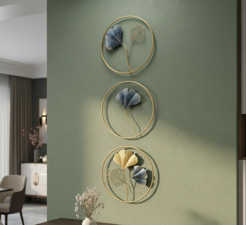 Elegant Metallic Leaf Wall Art Set