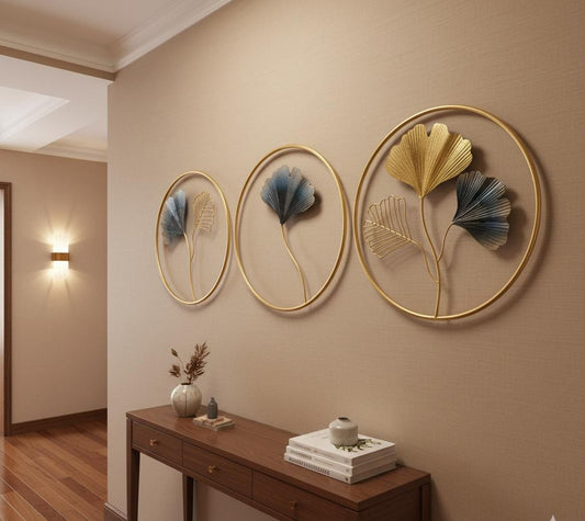 Elegant Metallic Leaf Wall Art Set