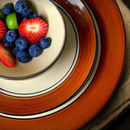 Brown & White Handpainted Ceramic Plates Set - 10 Inch