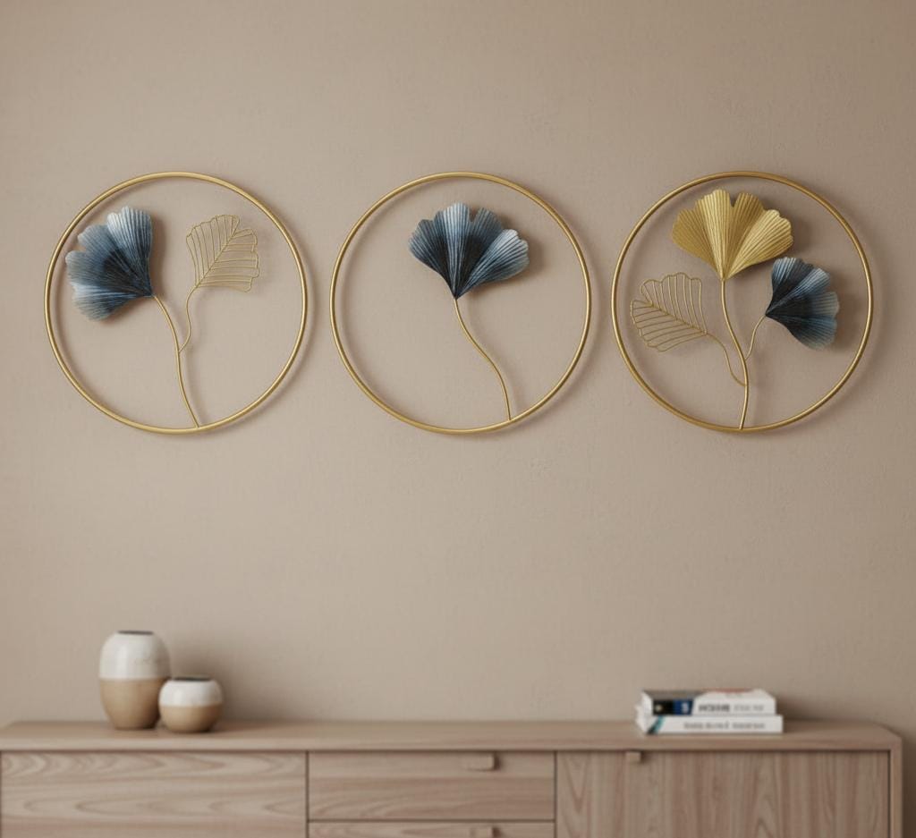 Elegant Metallic Leaf Wall Art Set