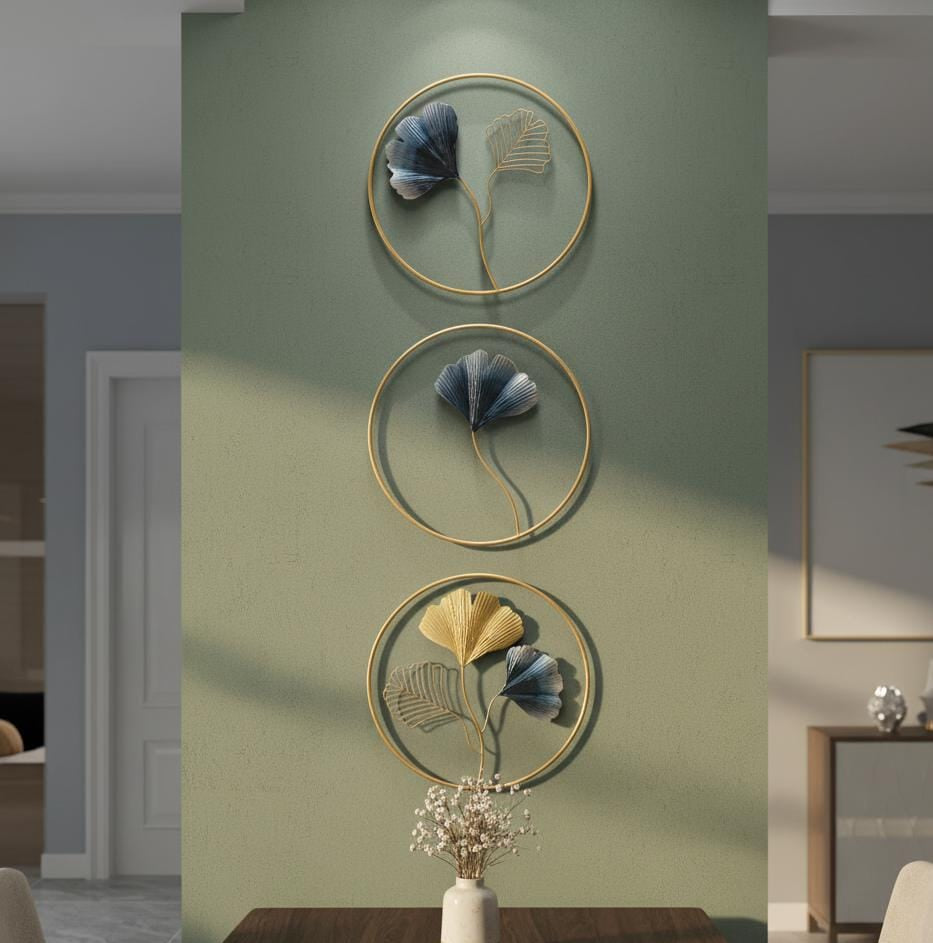 Elegant Metallic Leaf Wall Art Set