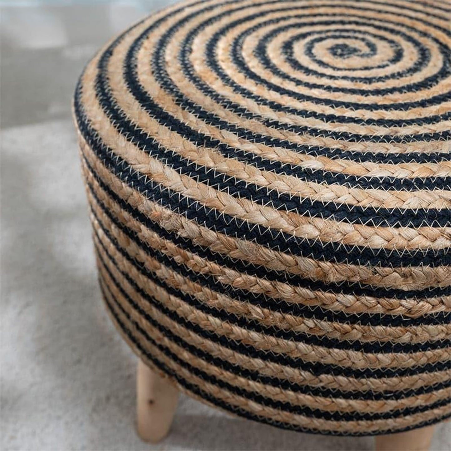 Homestic Aesthetic Jute Cotton Ottoman for Sitting Stool for Living Room - Multiple Sizes