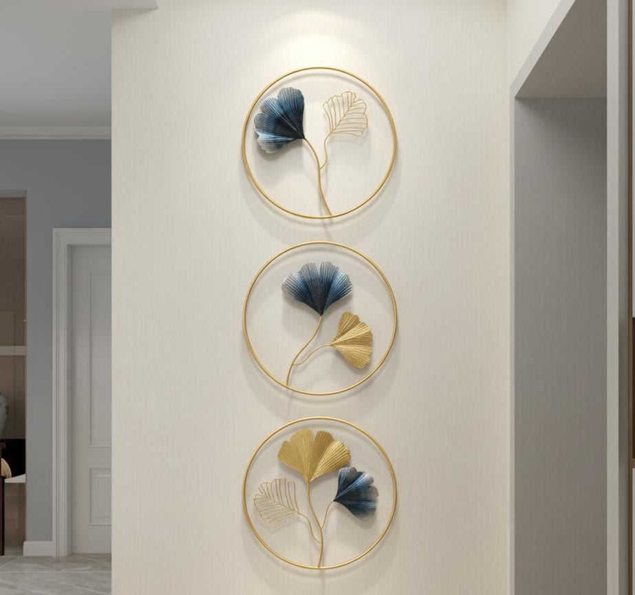Elegant Metallic Leaf Wall Art Set