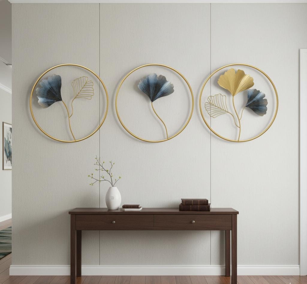Elegant Metallic Leaf Wall Art Set