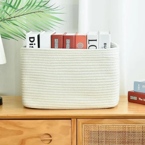 White Storage Baskets for Shelves - 15 x 10 x 9.5 inch