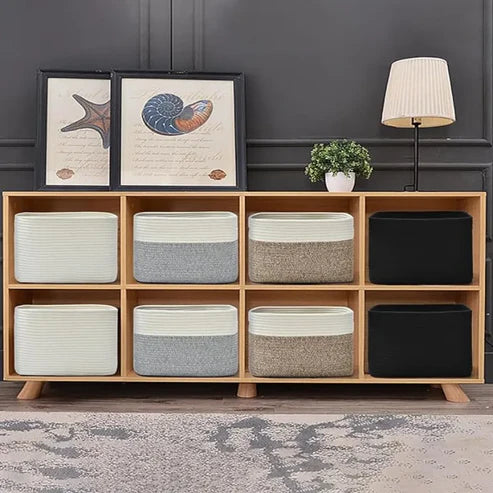 White Storage Baskets for Shelves - 15 x 10 x 9.5 inch