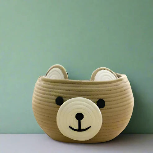 Beige Cotton Handmade Planter & Organizer Basket