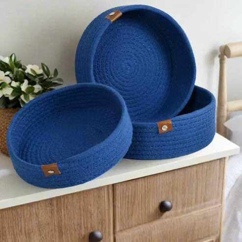 Eco-Friendly Blue Storage Baskets - Set of 3