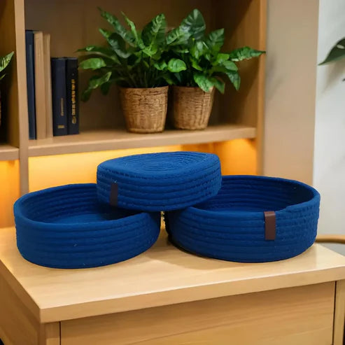 Eco-Friendly Blue Storage Baskets - Set of 3