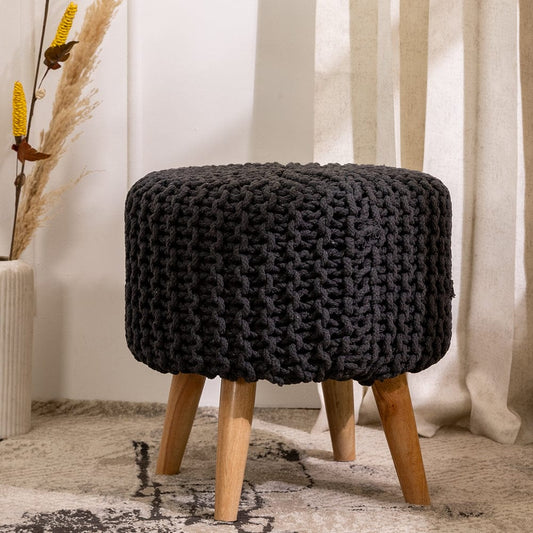 Black Dori Ottoman Stools for Living Room - Multiple Sizes