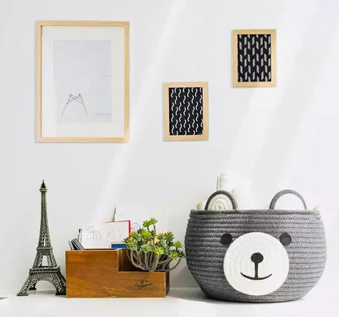 Grey Cotton Handmade Planter & Organizer Basket