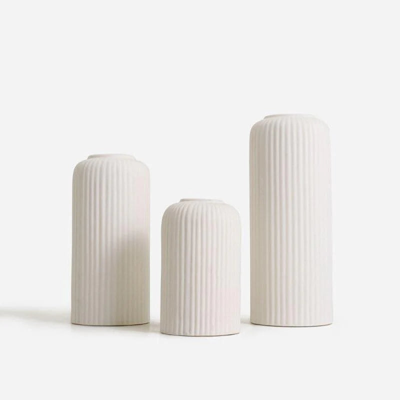 Modern Ceramic Flower Vase for Living Room - Set of 3 (Multiple Colors)