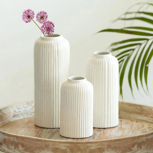 Modern Ceramic Flower Vase for Living Room - Set of 3 (Multiple Colors)
