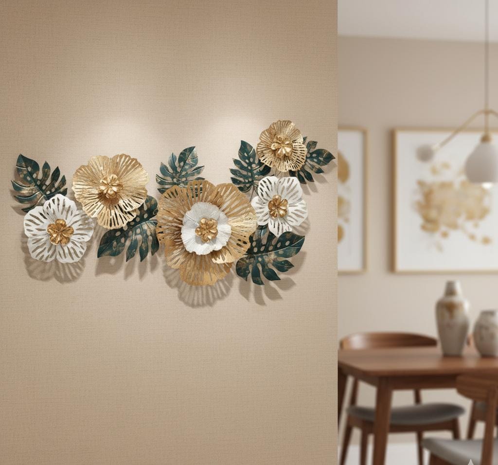 Luxury Floral Duo Metal Wall Decor/Wall Showpiece