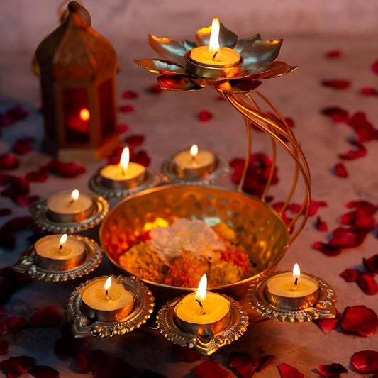 Lotus Design Urli and Tea Light Candle Holder
