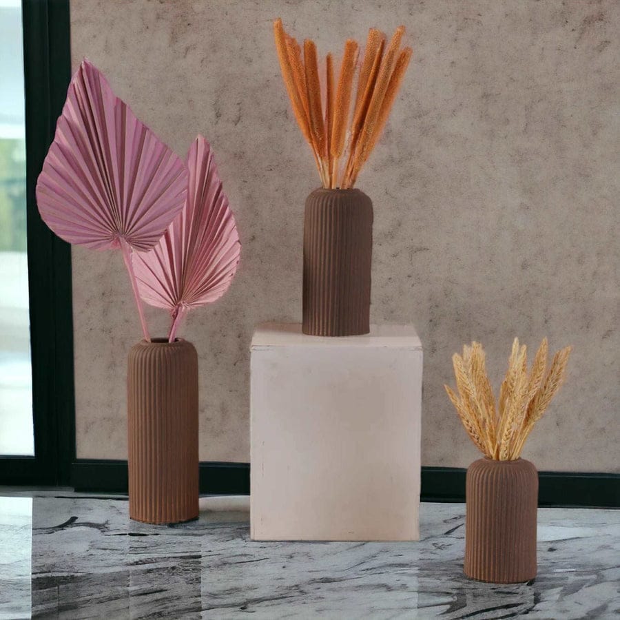 Modern Ceramic Flower Vase for Living Room - Set of 3 (Multiple Colors)