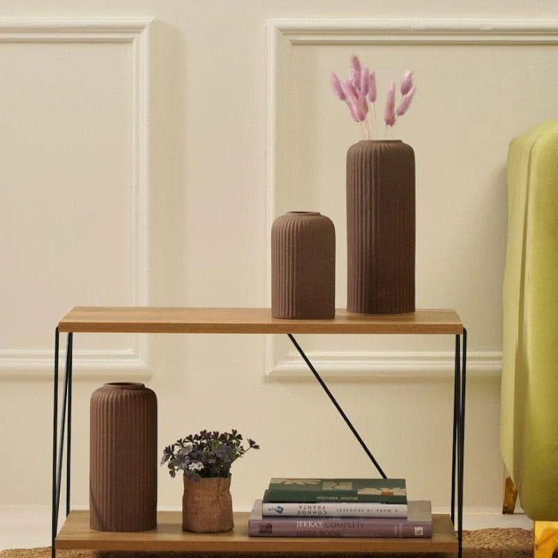 Modern Ceramic Flower Vase for Living Room - Set of 3 (Multiple Colors)