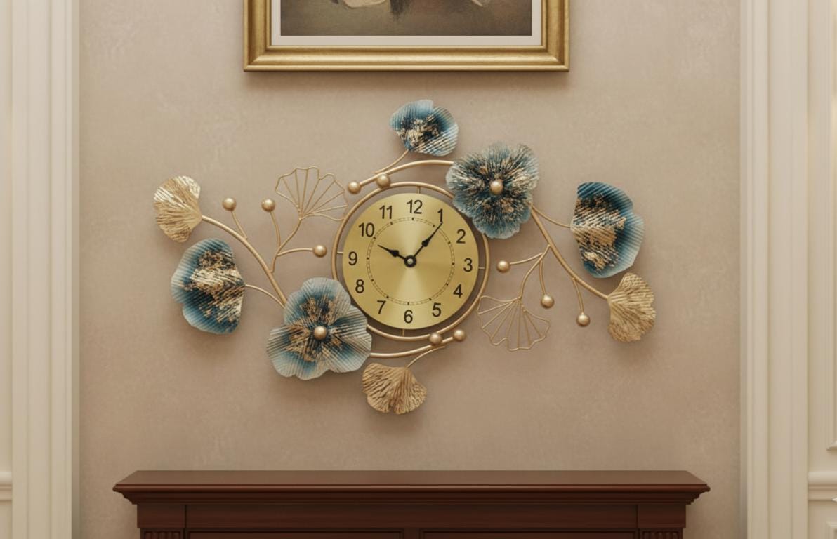 The Azure Bloom Designer Wall Clock