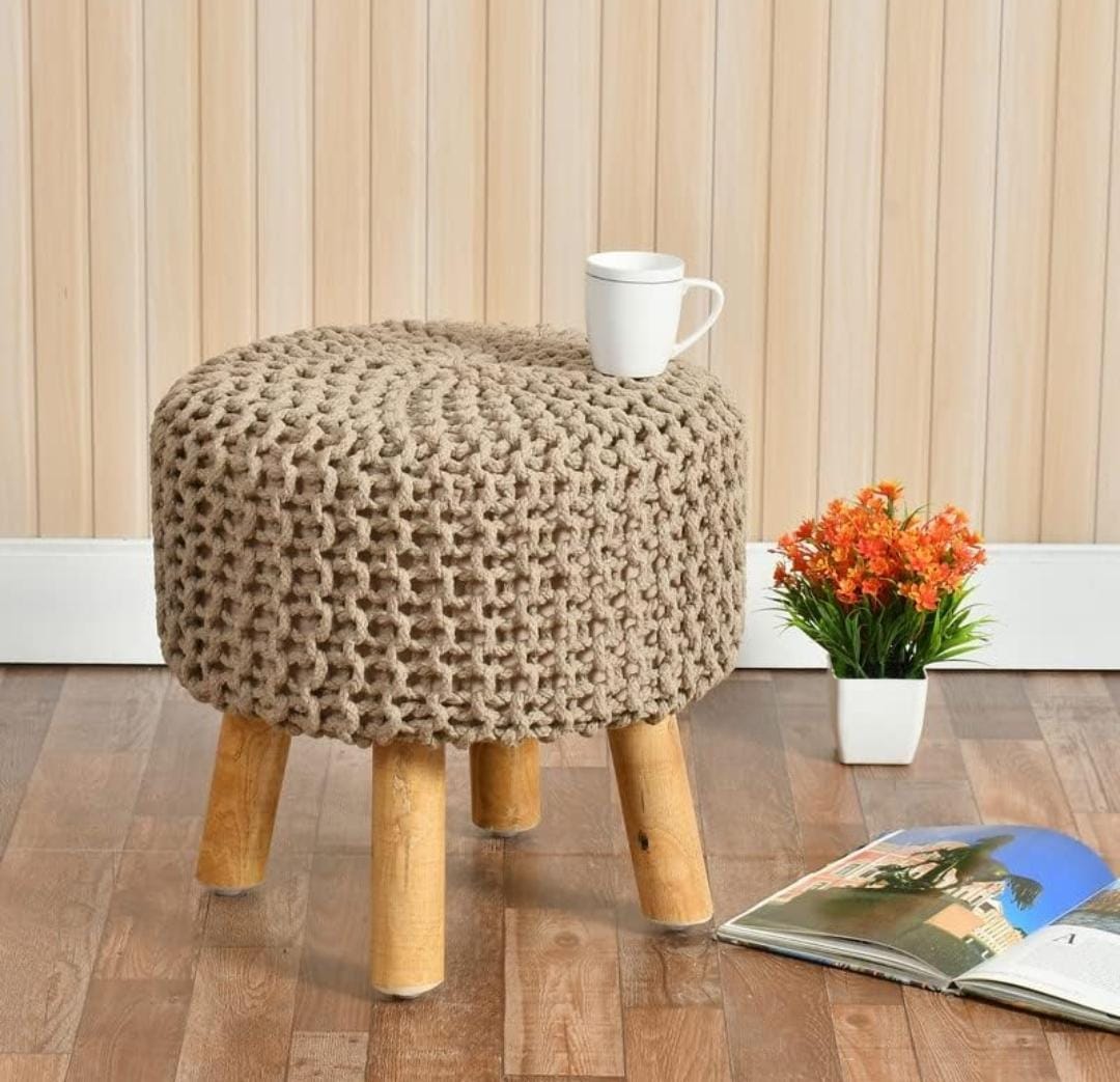 Beige Dori Ottoman Stools for Living Room - Multiple Sizes