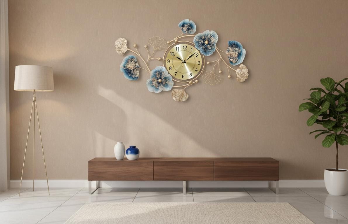 The Azure Bloom Designer Wall Clock