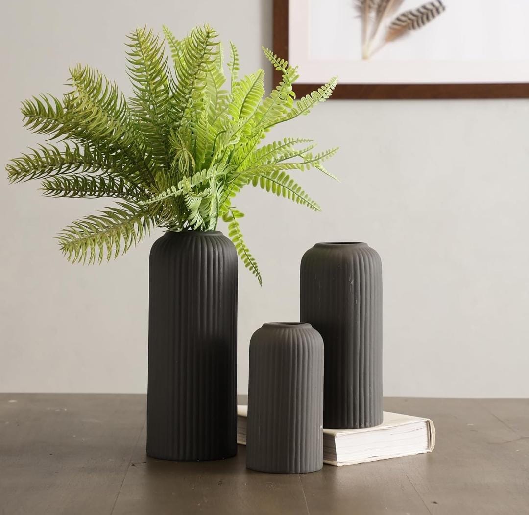 Modern Ceramic Flower Vase for Living Room - Set of 3 (Multiple Colors)