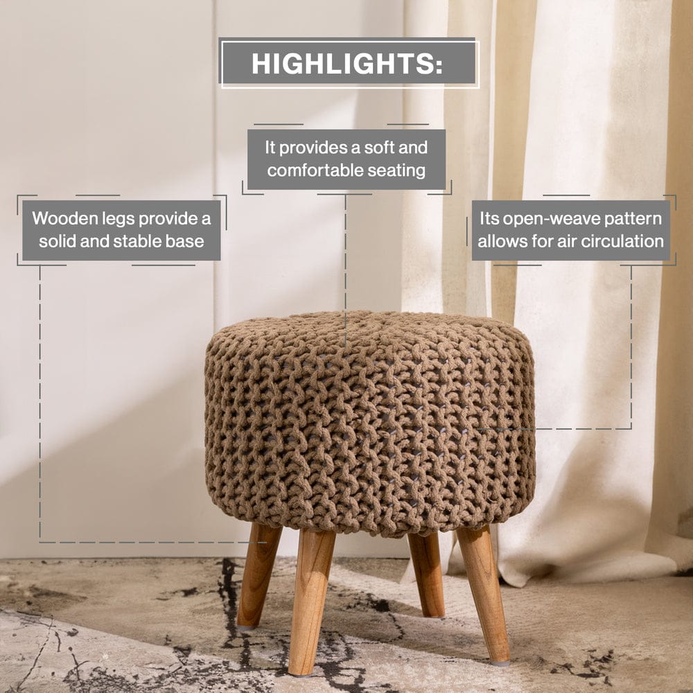 Beige Dori Ottoman Stools for Living Room - Multiple Sizes