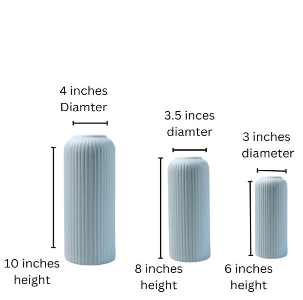 Modern Ceramic Flower Vase for Living Room - Set of 3 (Blue)