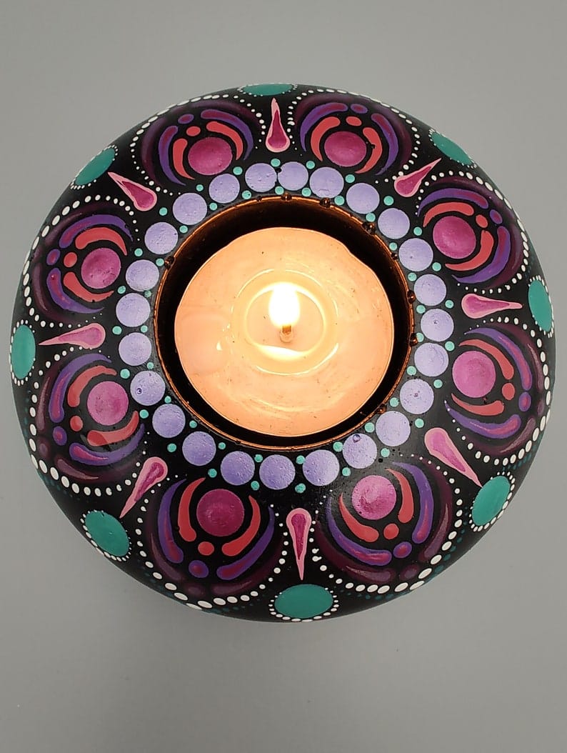 Handcrafted Mandala Art Festive Decor - Tealight Candle Holder & Diya - Multiple Options
