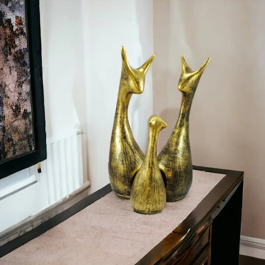 Gold Antique Deer Family Resin Handcrafted Statue