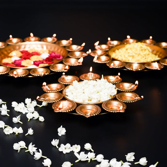 Diya Shaped Golden Urli Accents - Multiple Options