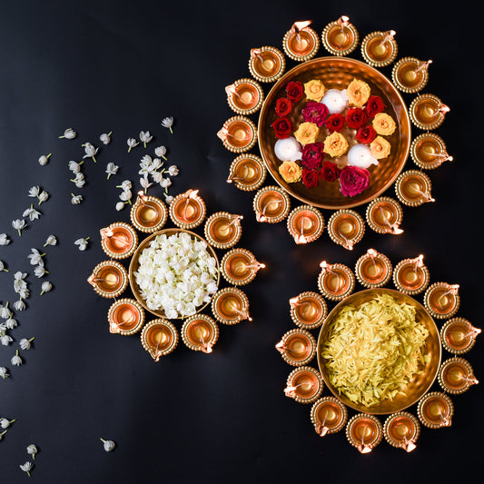 Diya Shaped Golden Urli Accents - Multiple Options