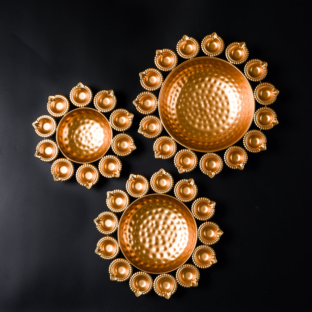 Diya Shaped Golden Urli Accents - Multiple Options