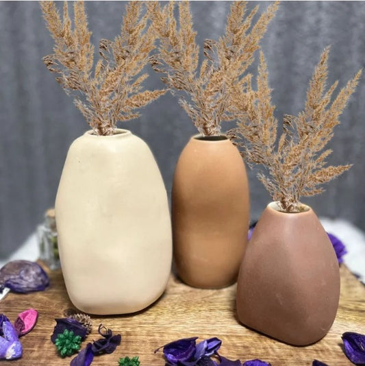 Earthy Ceramic Vases Collection - Set of 3