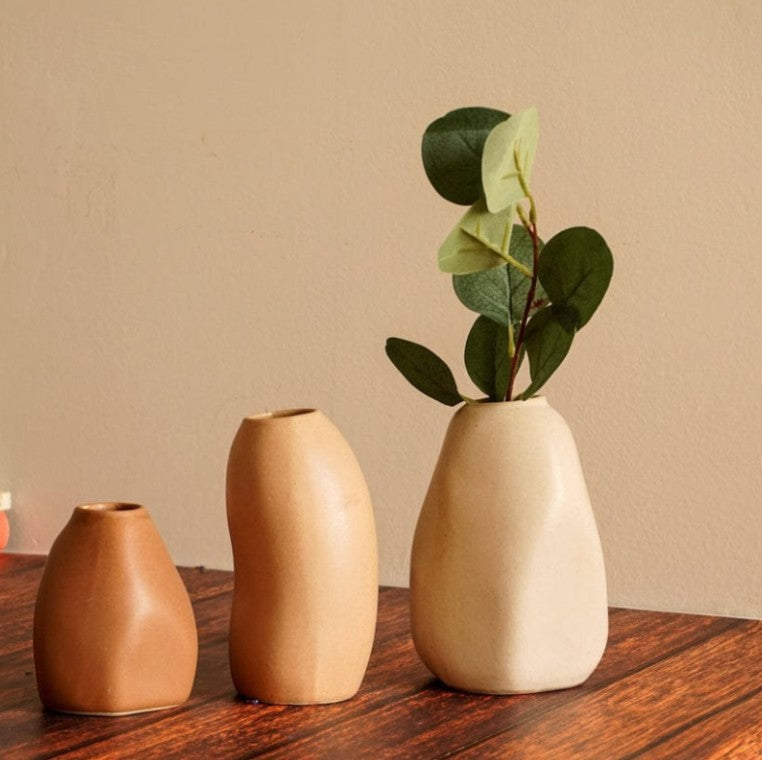 Earthy Ceramic Vases Collection - Set of 3